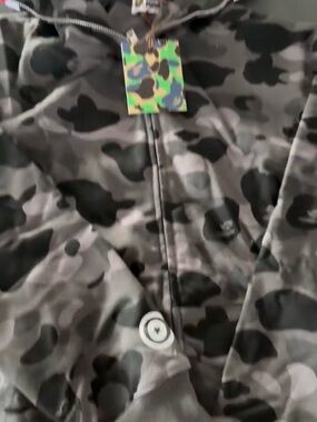 Bape Gray and Black Camo Zip Hoodie